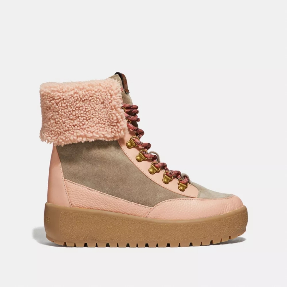 COACH Tyler Fold over Shearling Boots NIB
